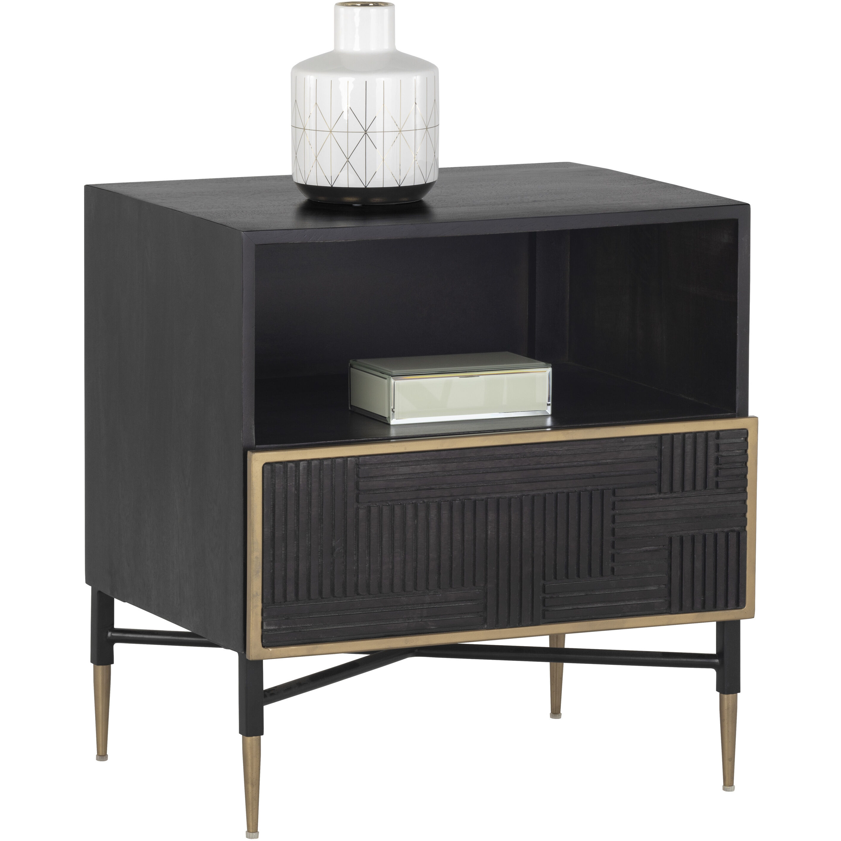 Markwood 24.25 X 22.25 inch Brass / Dark Brown Night Stand